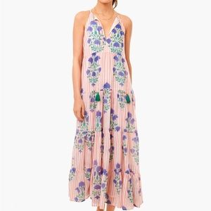 Oliphant Jaipur Peach Long Tiered Tassel Dress - NWT
